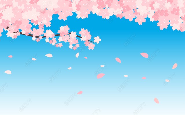 桜の青空背景イラスト