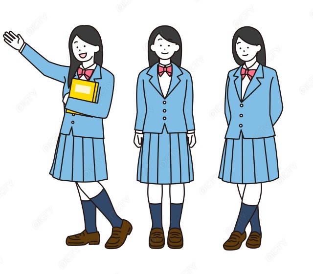 女子学生_制服立ち絵ポーズセット