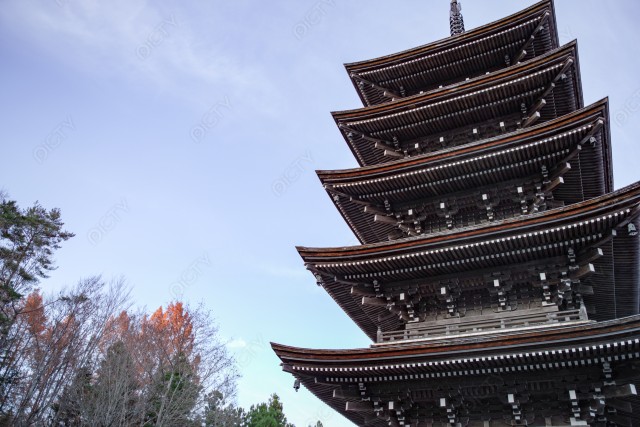 仙台市の定義如来西方寺にある秋の五重塔