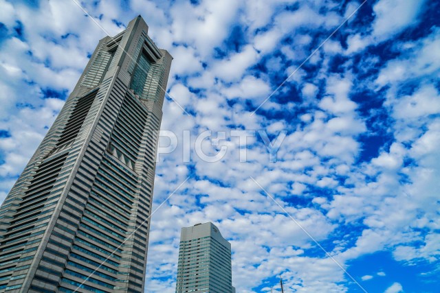 うろこ雲とランドマークタワー