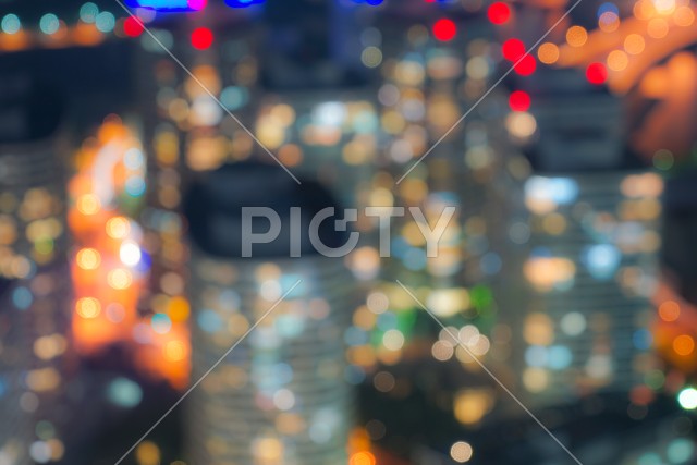 横浜ランドマークタワーから見える横浜の夜景（ボケ強）