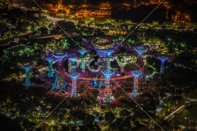 マリーナ・ベイ・サンズ展望台からの夜景（シンガポール）