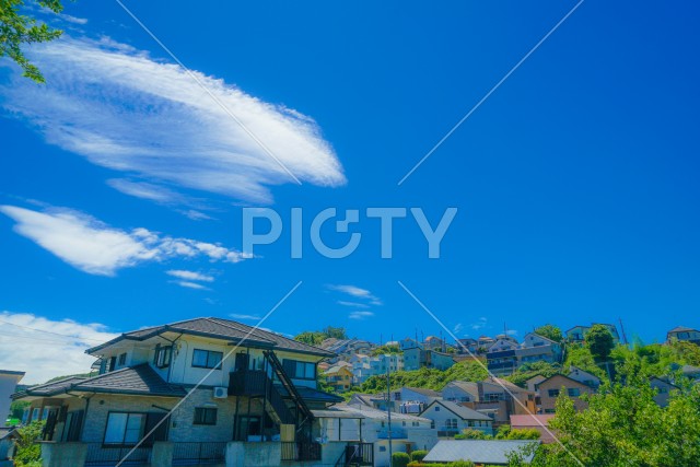 日野市の街並みと青空