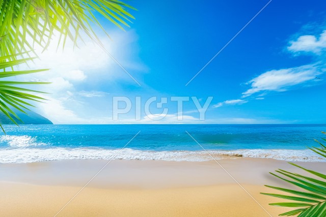 青い海と砂浜の南国イメージ