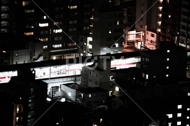 横浜の夜景と住宅地