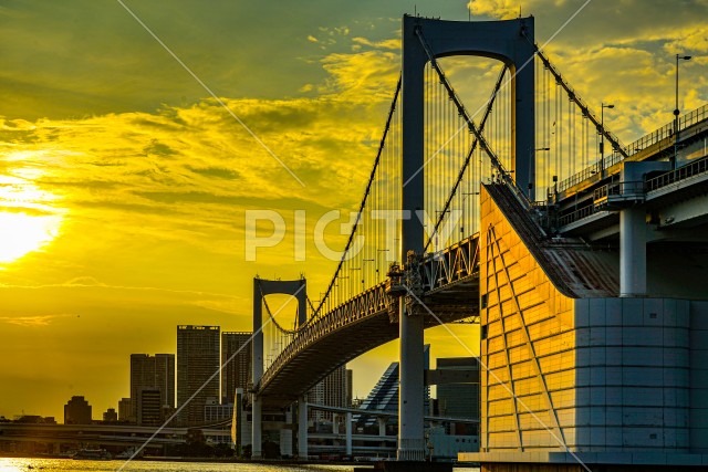 レインボーブリッジと東京の夕景