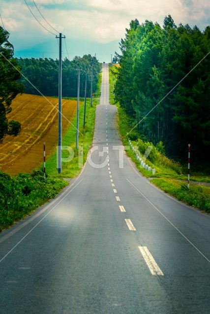 北海道の長い道と自然