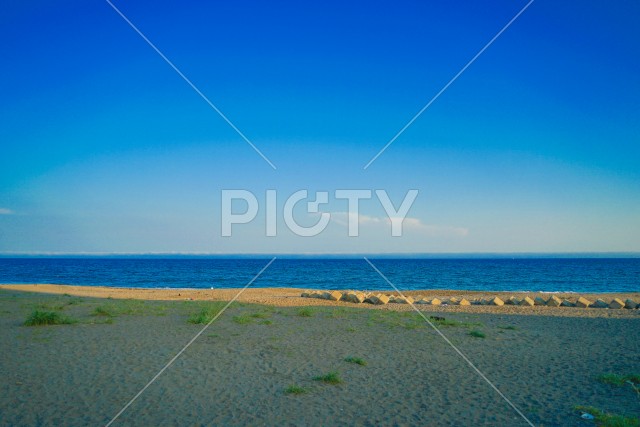 函館の砂浜と海