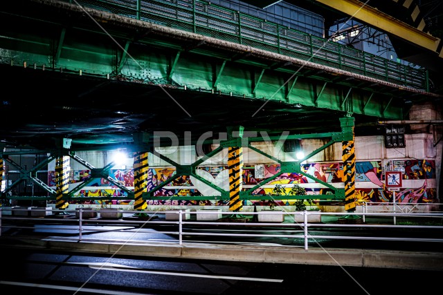 渋谷の高架下の夜景