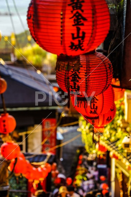 九份の路地の提灯（台湾）