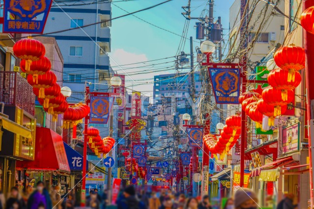 横浜中華街の提灯（春節）