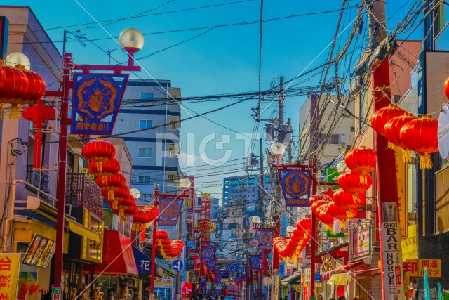 横浜中華街の提灯（春節）