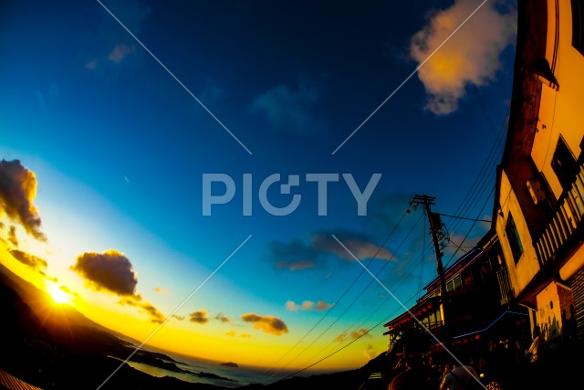 台湾九份から見える夕景