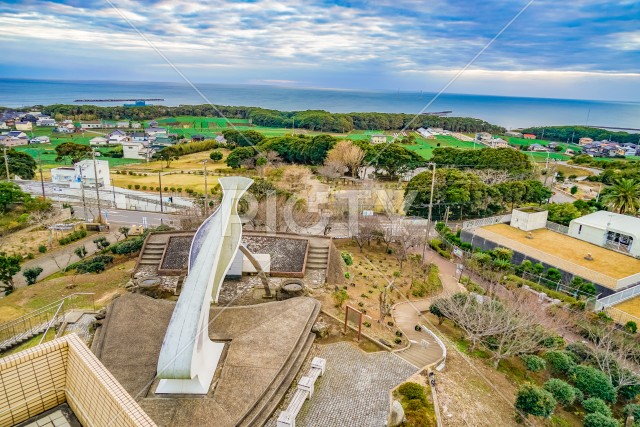 地球の丸く見える丘展望館のオブジェ