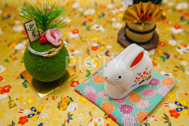 うさぎ年のお正月素材（卯年年賀状）