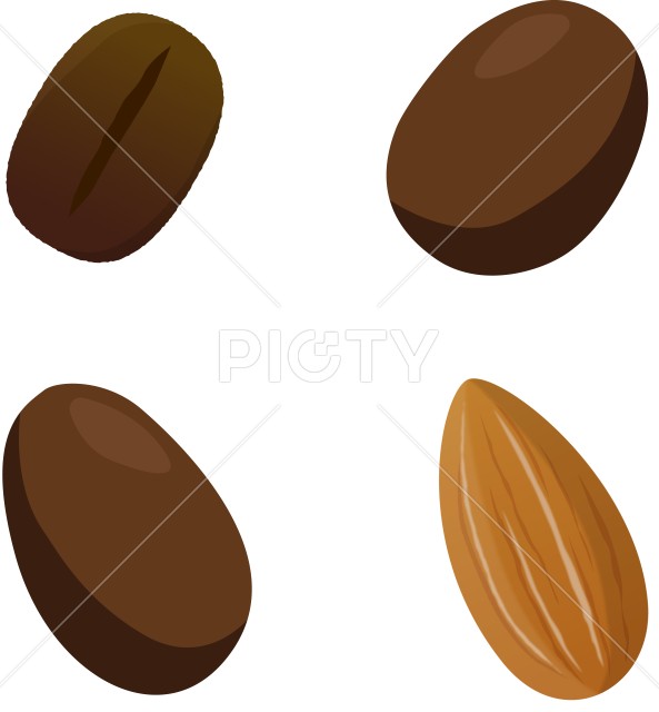 アーモンドとコーヒー豆のチョコレートのイラスト素材