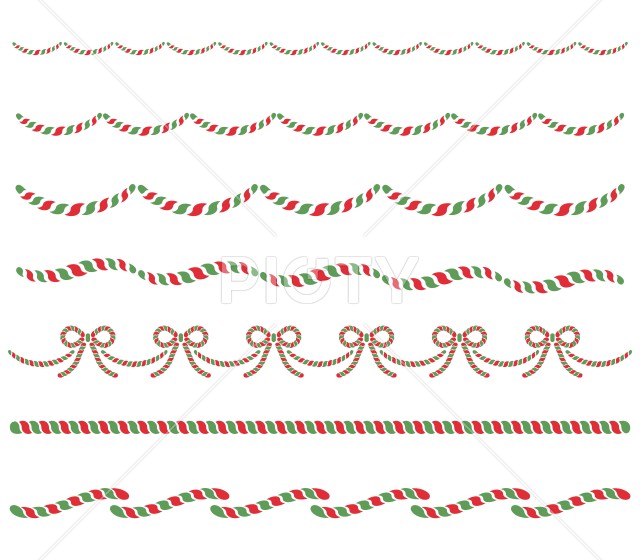 シンプルなロープの飾り罫【セット・クリスマス】