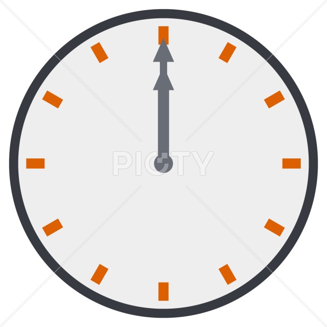 シンプルな12時を示す時計のアイコン素材