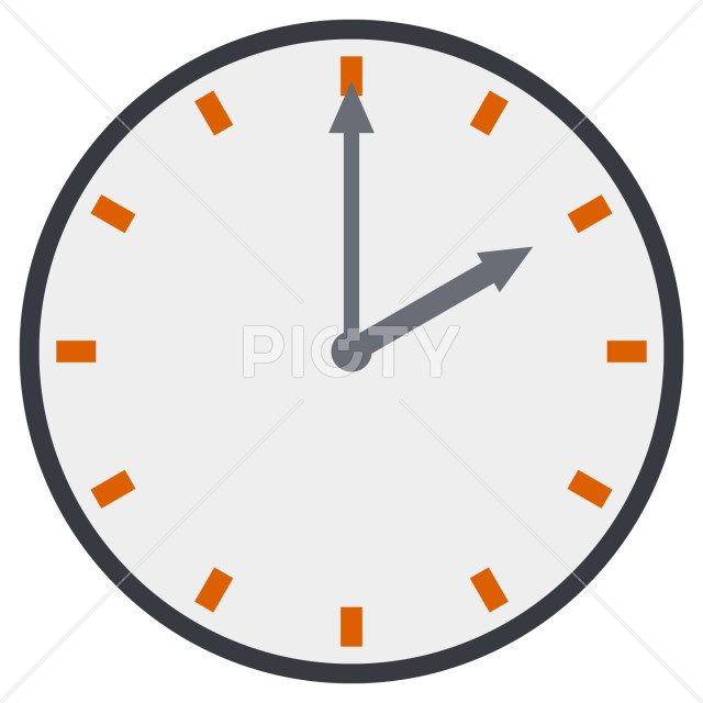 シンプルな2時を示す時計のアイコン素材