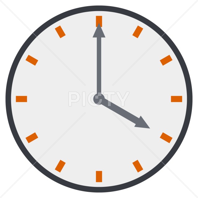 シンプルな4時を示す時計のアイコン素材