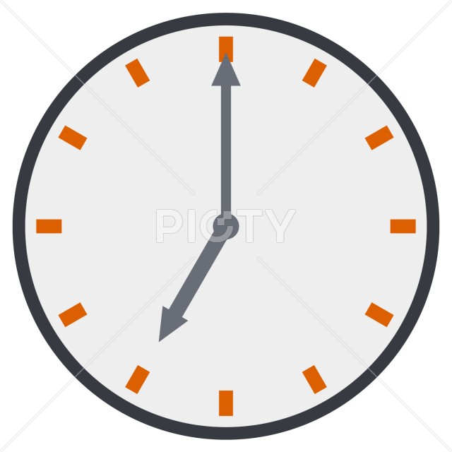 シンプルな7時を示す時計のアイコン素材