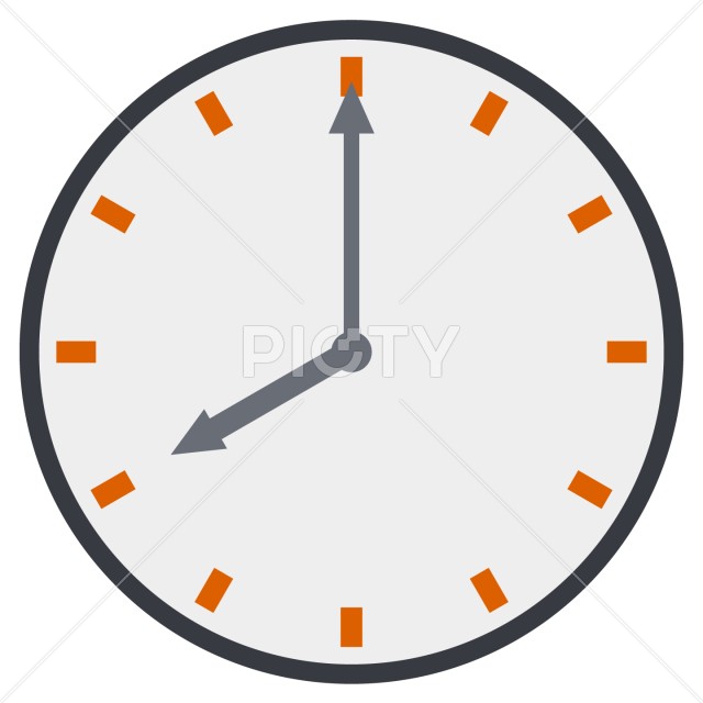シンプルな8時を示す時計のアイコン素材