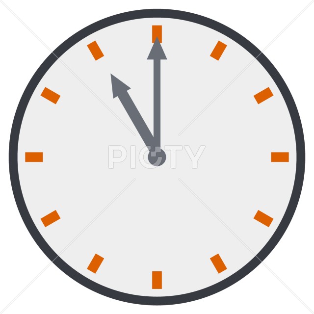 シンプルな11時を示す時計のアイコン素材