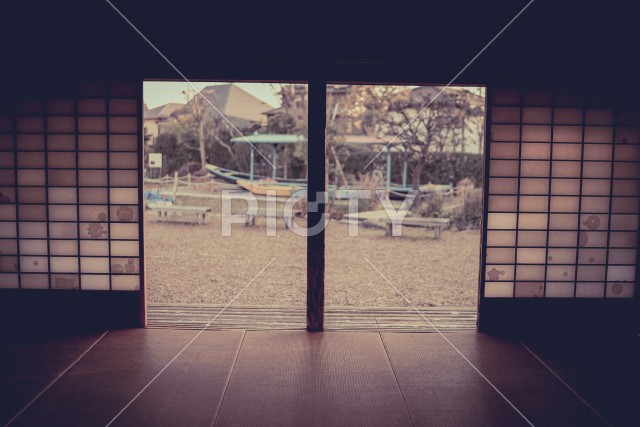 日本古民家の縁側